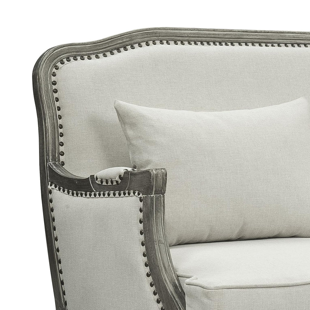 Acme Furniture Upholstered Sofa with Nailhead Trim, Cream and Brown