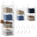 Orapoke Hanging Closet Organizer, 4 Tier Metal Closet Organizers and Storage with 4 Hanging Hooks 4 SHooks for Wardrobe Laundry