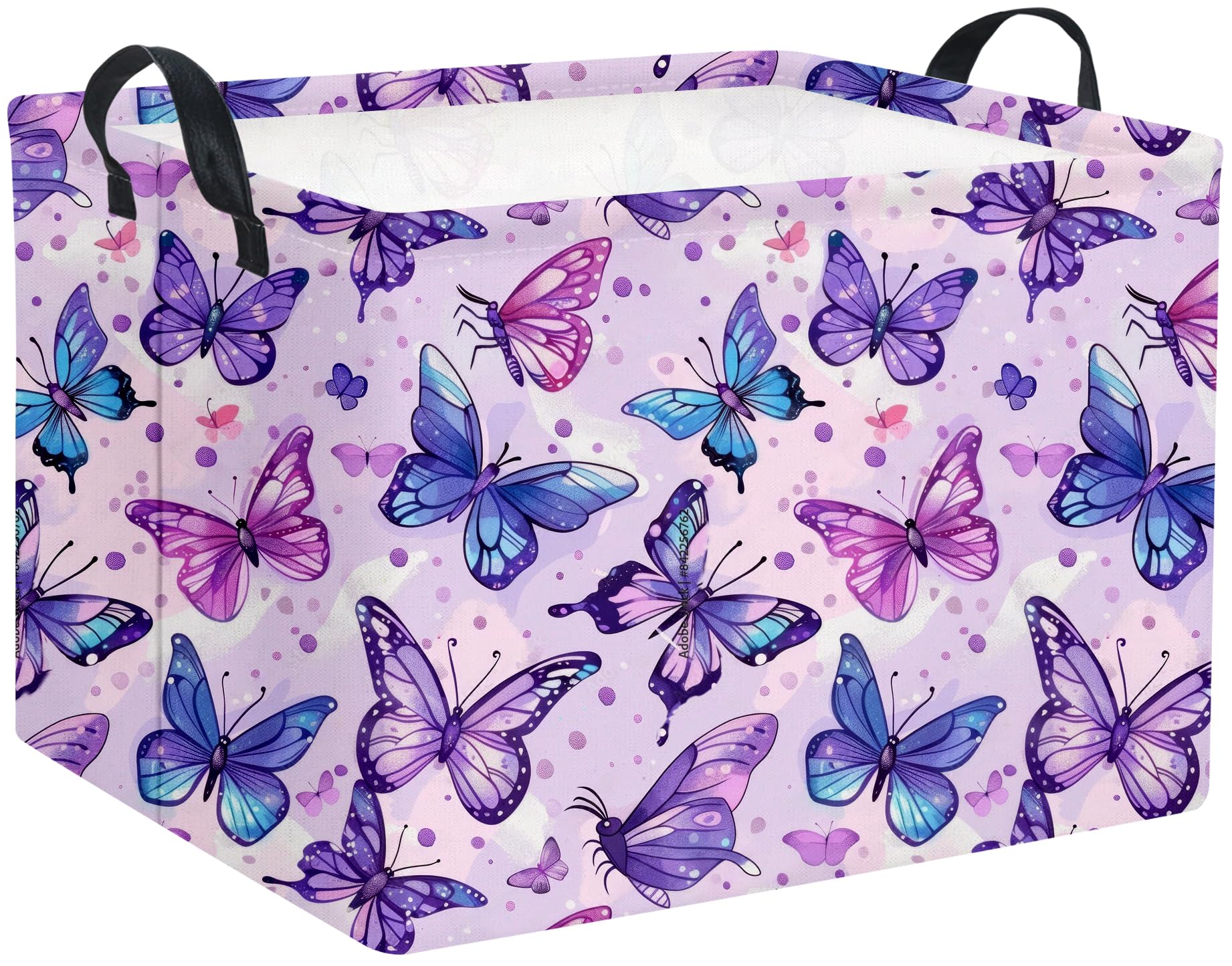 HIYAGON Rectangular Butterfly Basket Baby Storage Basket Storage Bin Organizer Box Room Decor(Purple Butterfly)