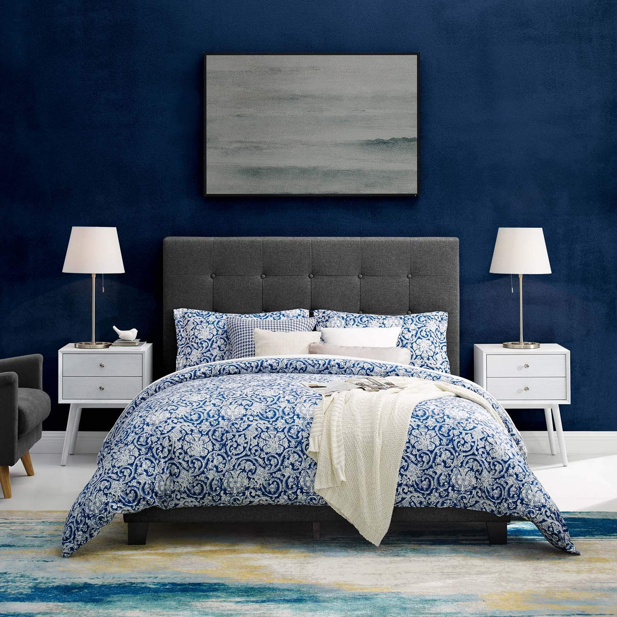 Modway Melanie Tufted Fabric Upholstered Twin Platform Bed In Gray