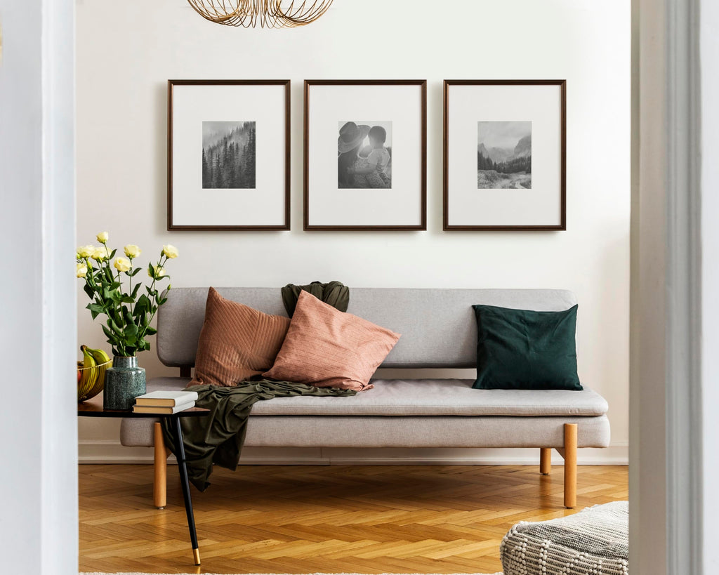Kate And Laurel Adlynn Rectangle Picture Frame Set Of 3, 16 X 20 Matted To 8 X 10, Bronze, Vintage Three-Piece Frame Set For Gal