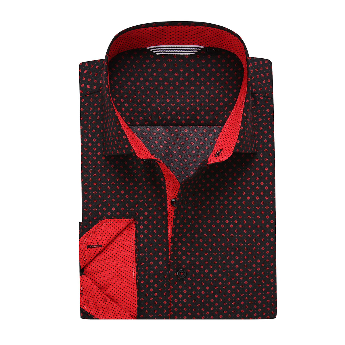 Alex Vando Mens Printed Dress Shirts Long Sleeve Regular Fit Button Down Shirt,Red 1812,L