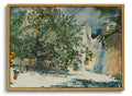 OIQArtOIQ Framed Vintage Landscape Wall Art Orange Trees Still Life Oil Painting Canvas Prints Country Farmhouse Aesthetic Fall 