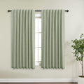 Koufall Light Sage Back Tab Linen Blackout Curtains 52 By 45 For Bedroom