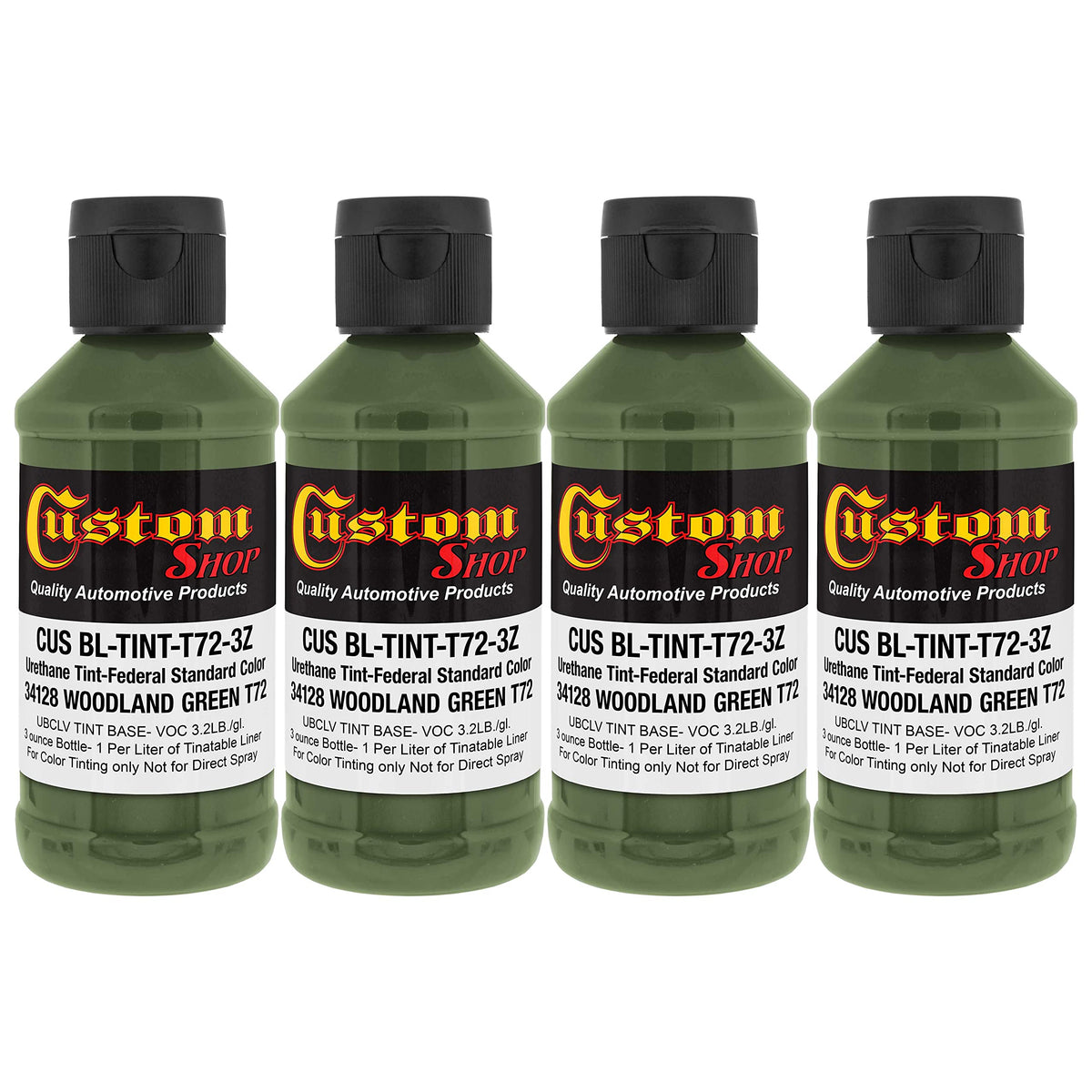 Custom Coat Camouflage Series 3 Ounce (Woodland Green Federal Standard Color #34128) - Pack Of 4 - Urethane Tint Concentrate For