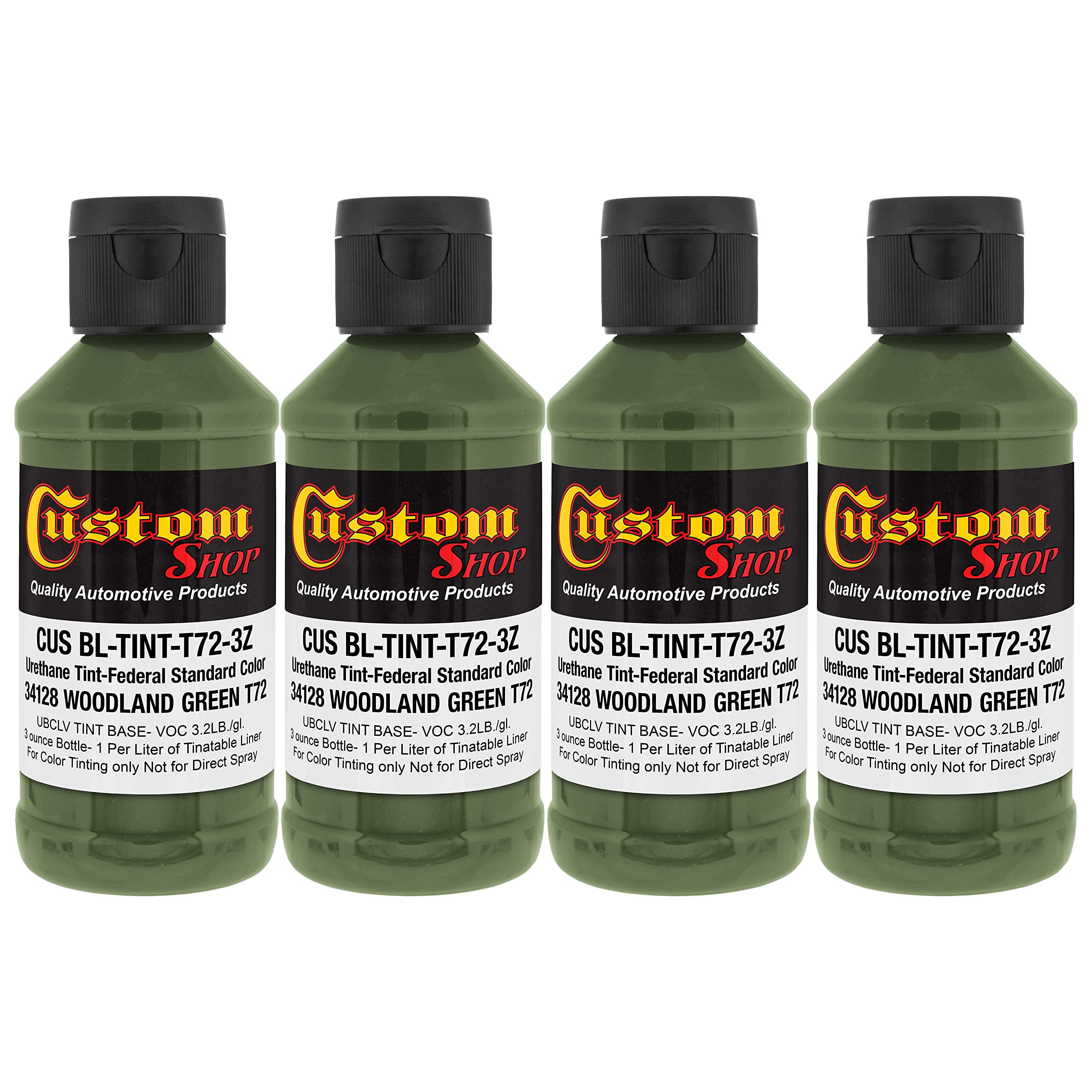 Custom Coat Camouflage Series 3 Ounce (Woodland Green Federal Standard Color #34128) - Pack Of 4 - Urethane Tint Concentrate For