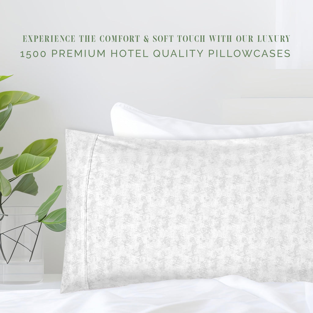 Elegant Comfort Ultra Soft Set Of 2 Sea Waves Print Pillowcases - 1500 Premium Hotel Quality Microfiber, Soft And Smooth Envelope Closure 2-Piece Pillow Covers - Standard/Queen, Wave Beige