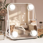 ROLOVE 8'x10' Lighted Vanity Mirror, Makeup Mirror with Light, Dimmable Touch Screen, Portable Travel Mirror with U-Shaped Bra