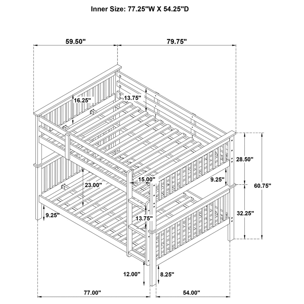Coaster Home Furnishings Chapman Transitional Wood Full Over Full Size Bunk Bed Frame with Ladder and Guardrails Fully Slatted Mattress Ready Foundation Black 460359