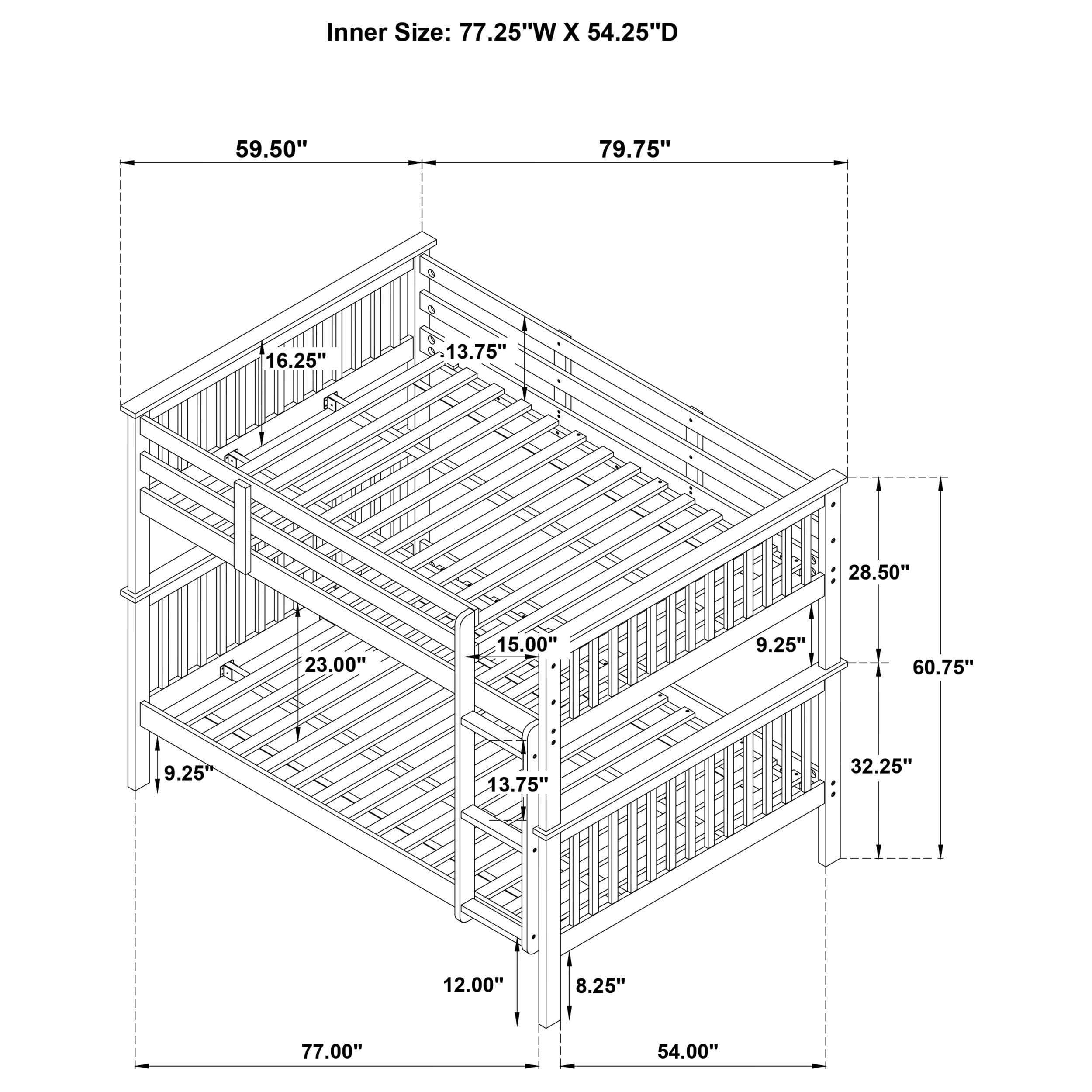 Coaster Home Furnishings Chapman Transitional Wood Full Over Full Size Bunk Bed Frame with Ladder and Guardrails Fully Slatted Mattress Ready Foundation Black 460359