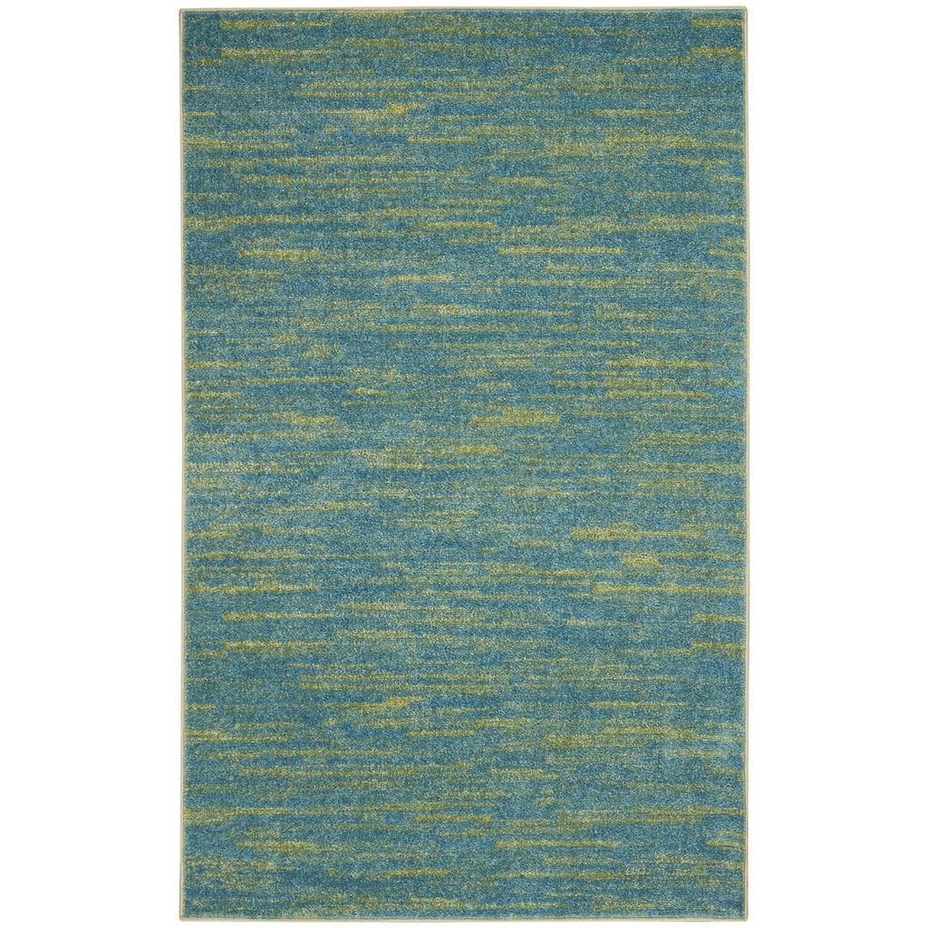 Nourison Essentials Indoor/Outdoor Blue Green 3' X 5' Area -Rug, Easy -Cleaning, Non Shedding, Bed Room, Living Room, Dining Room, Backyard, Deck, Patio (3X5)
