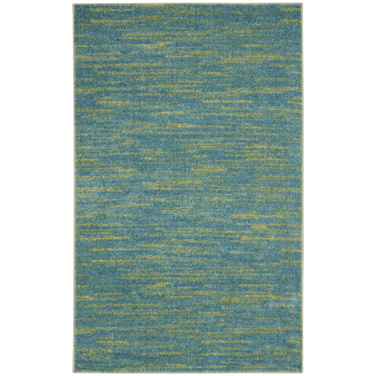 Nourison Essentials Indoor/Outdoor Blue Green 3' X 5' Area -Rug, Easy -Cleaning, Non Shedding, Bed Room, Living Room, Dining Room, Backyard, Deck, Patio (3X5)