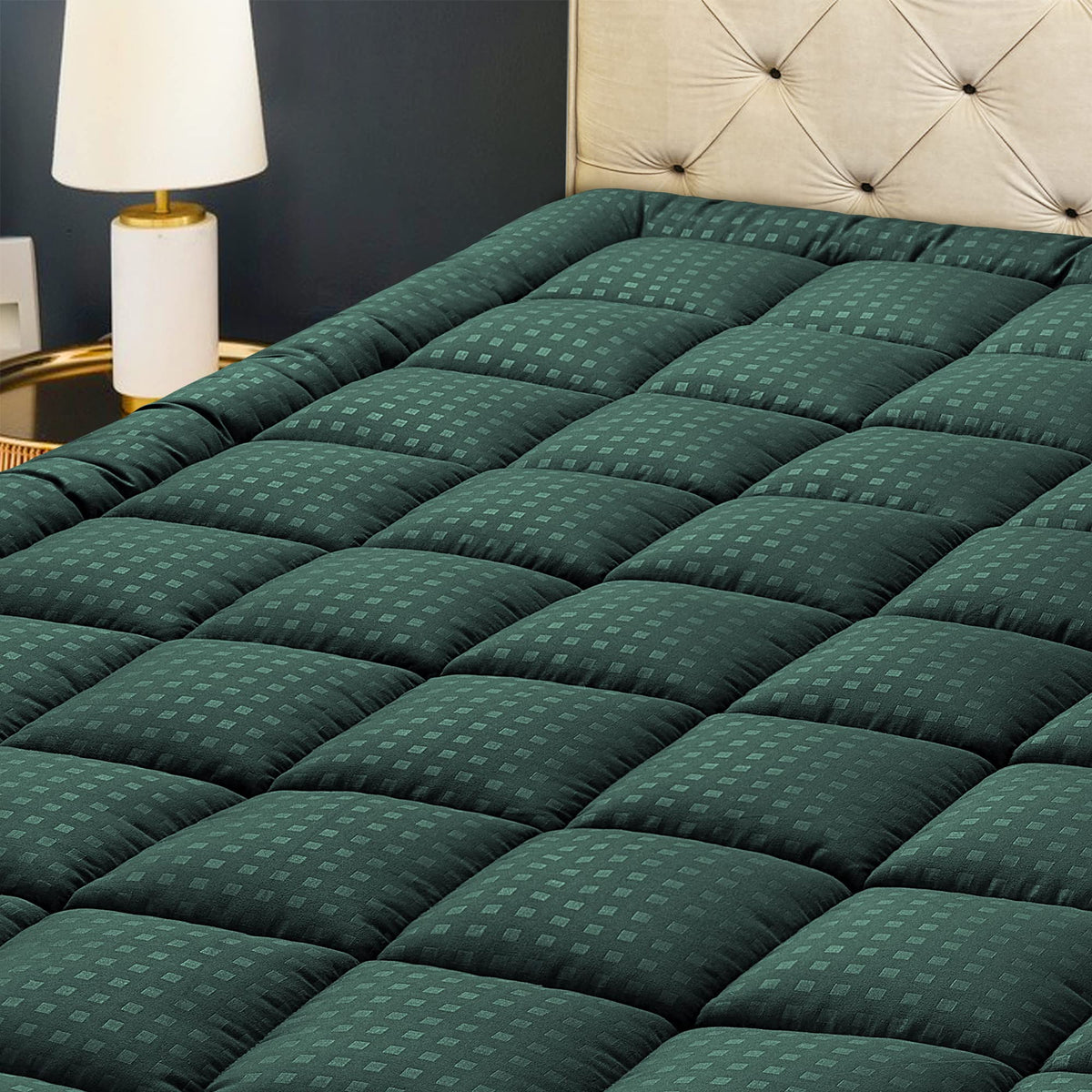 Hyleory Queen Mattress Pad Quilted Fitted Mattress Protector Cooling Pillow Top Mattress Cover Breathable Fluffy Soft Mattress T