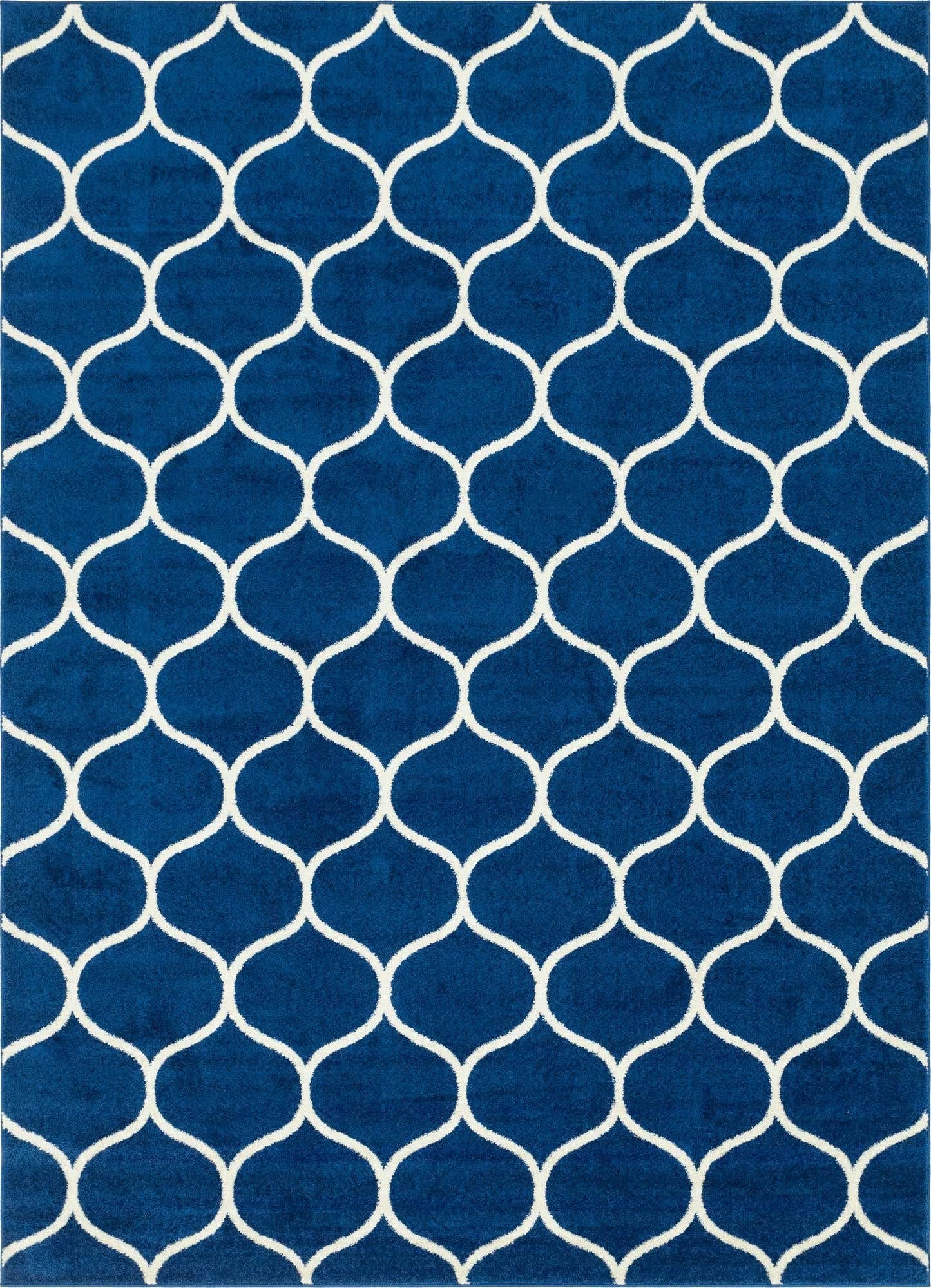 Unique Loom Trellis Frieze Collection Area Rug - Rounded (8' x 11', Navy Blue/ Ivory)