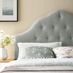 Modway Sovereign Tufted Button Linen Fabric Upholstered Queen Headboard in Gray