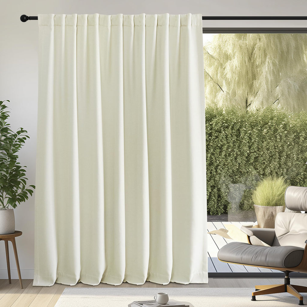 Nicetown Room Darkening 108 Inch Curtains For Sliding Glass Door, Rod Pocket/Back Tab/Hook Belt Faux Linen Noise Dampening Room