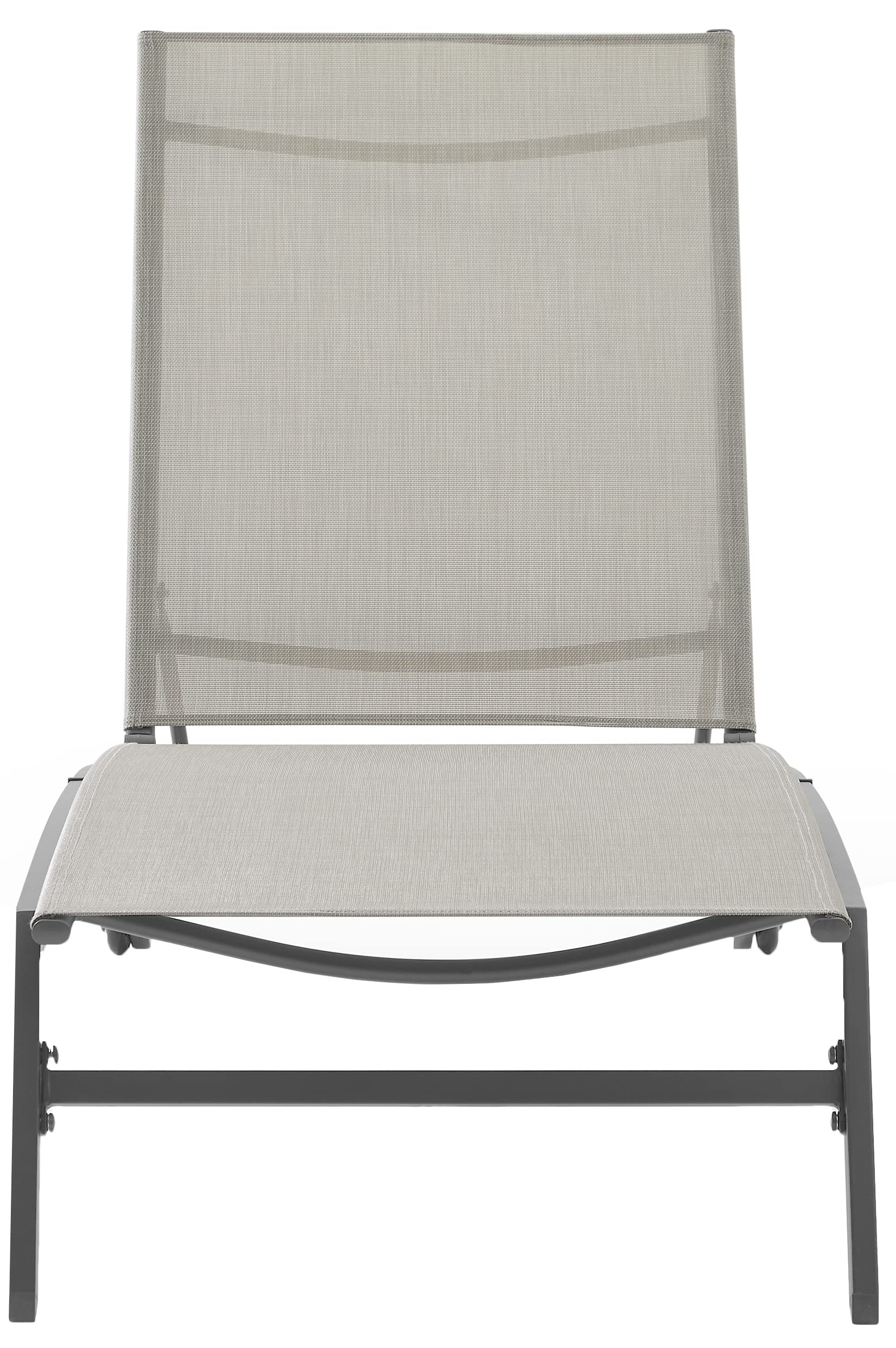 Crosley Furniture Weaver Reclining Mesh Outdoor Chaise Lounge Chair with Wheels for Patio, Deck, Poolside, Matte Black/Light Gray