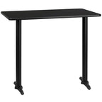 Flash Furniture 30'' X 48'' Rectangular Black Laminate Table Top With 5'' X 22'' Bar Height Table Bases