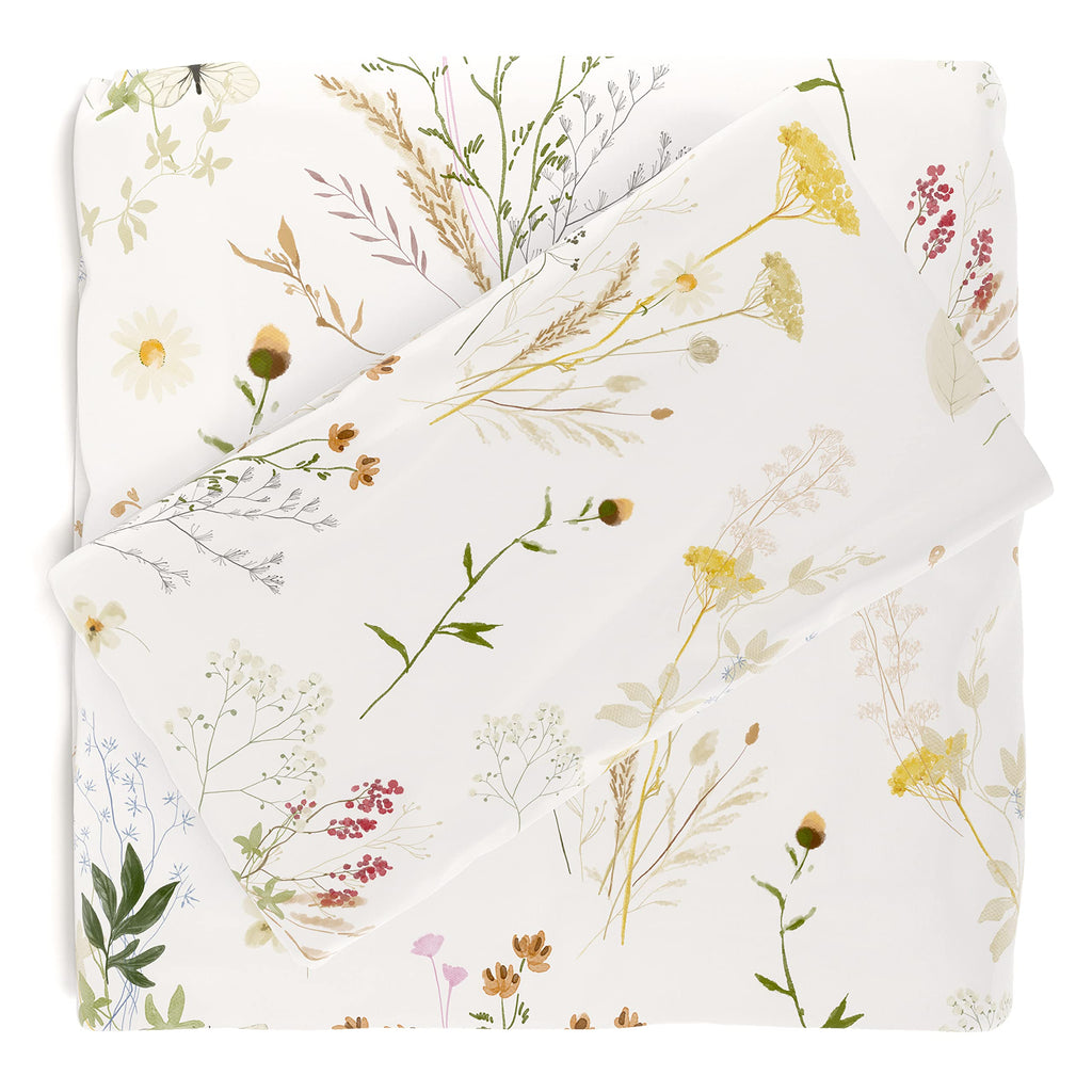 Pobi Baby - Premium Twin Fitted Sheet, Flat Sheet With Pillow Case - Ultra-Soft Cotton Blend, Stylish Floral Pattern, Deep Pocke