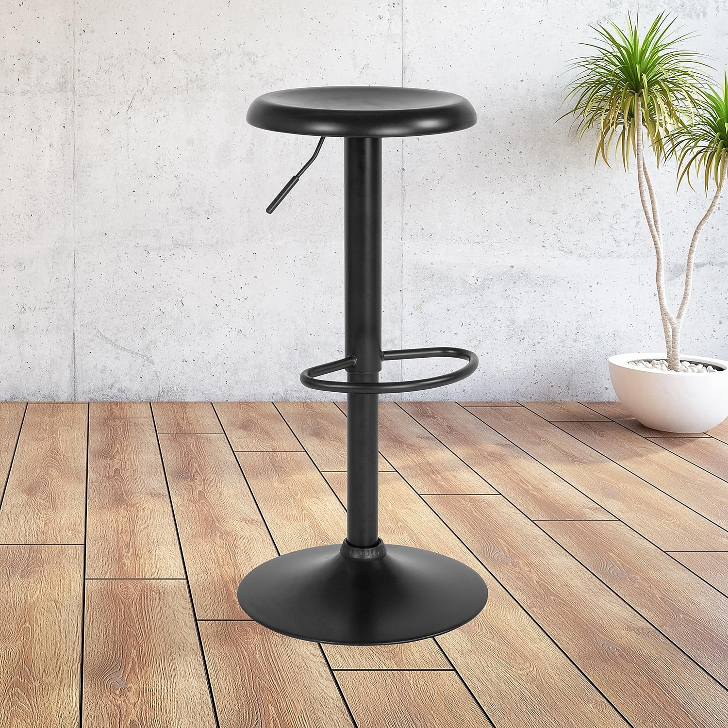 Flash Furniture Madrid Series Adjustable Height Retro Barstool In Black Finish
