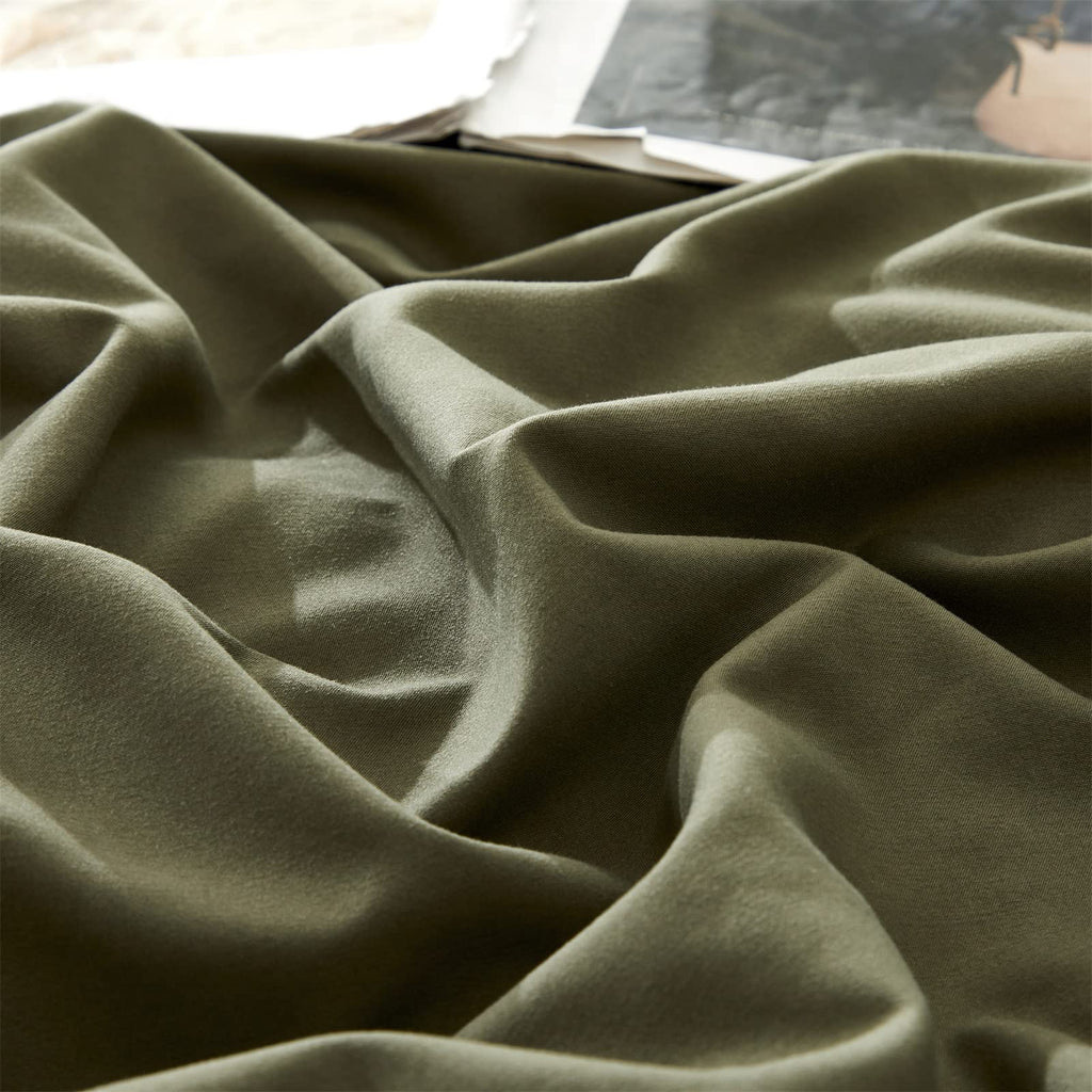 Karever Olive Green Comforter Set Cal King Size Solid Green Comforter 3 Pieces Soft Dark Green California King Comforter Bedding
