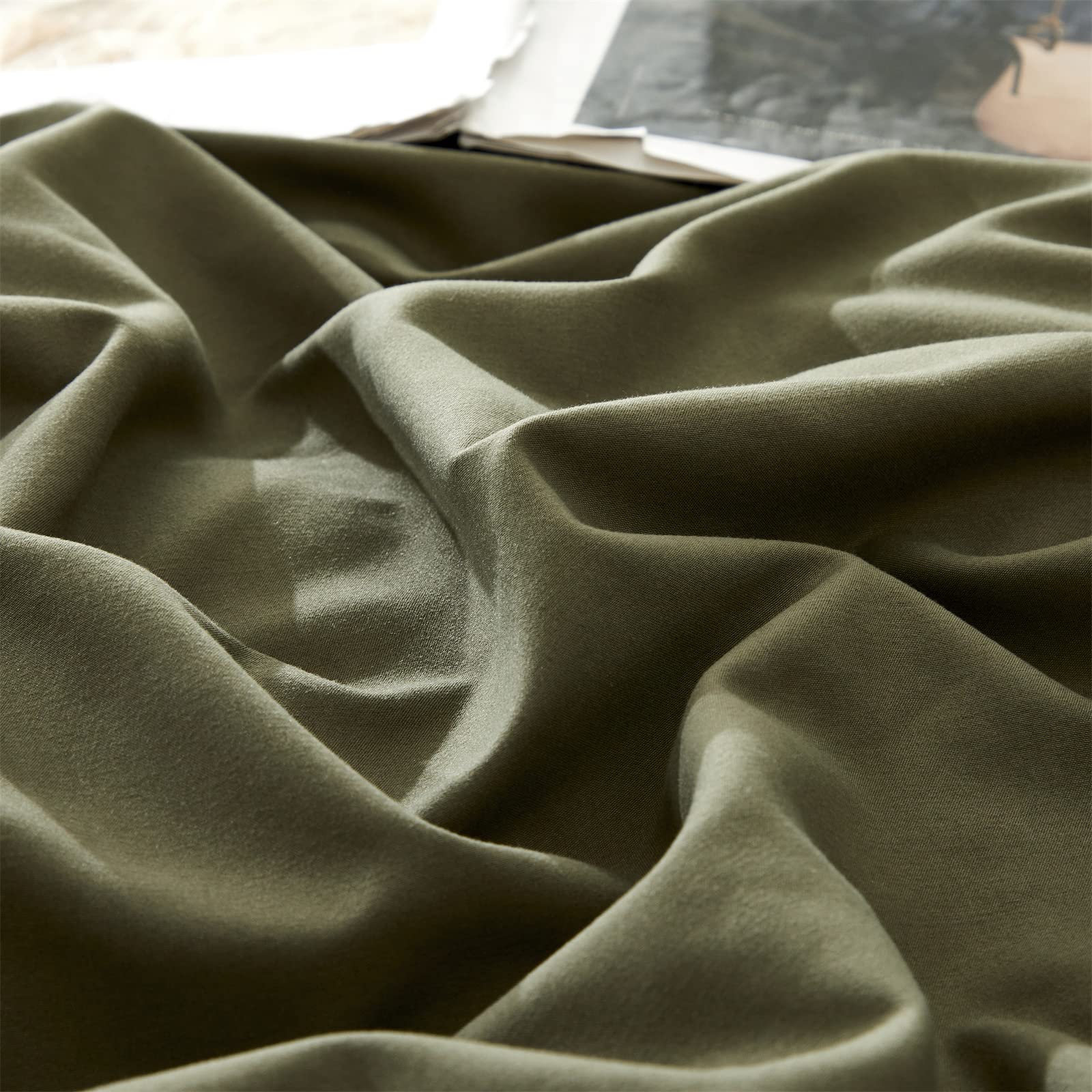 Karever Olive Green Comforter Full Size Solid Green Comforter 3 Pcs Soft Dark Green Full Size Comforter Bedding Set For All Seas