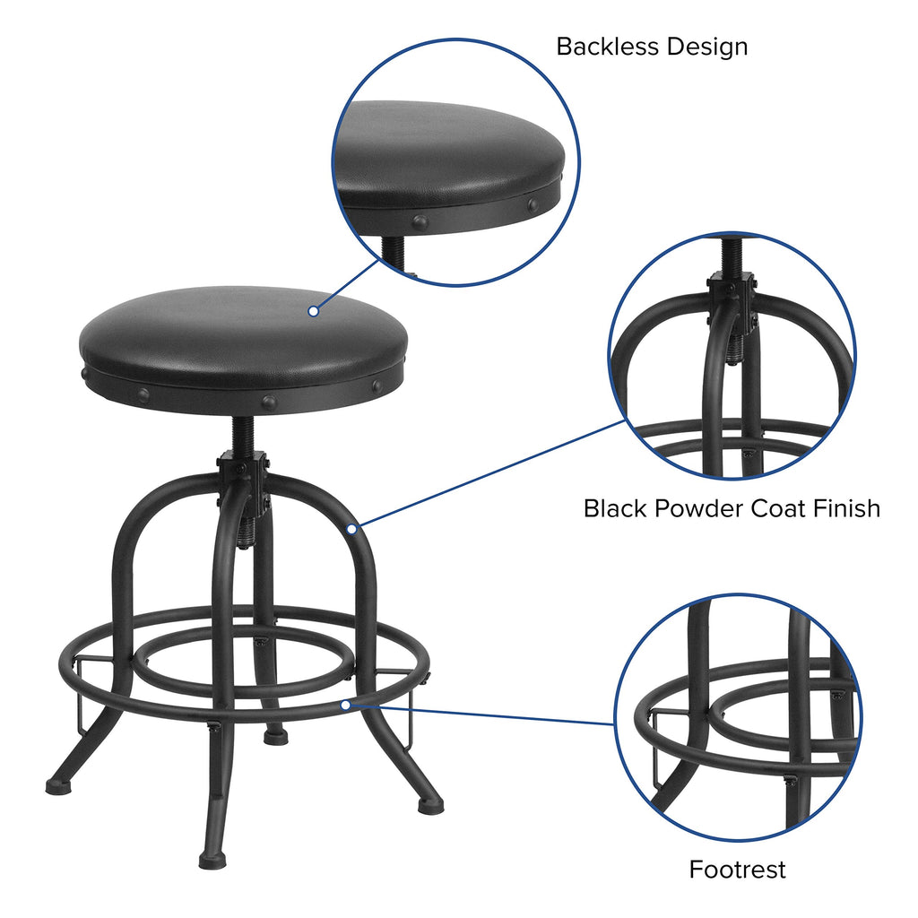 Flash Furniture Carrington 24'' Counter Height Stool with Swivel Lift Black LeatherSoft Seat