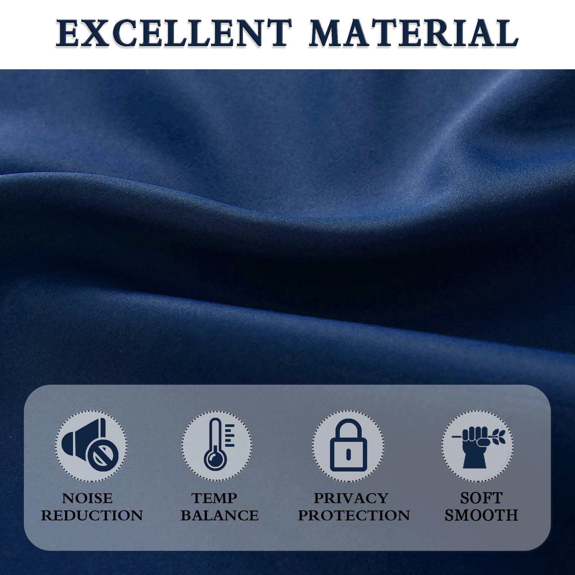 Donren Navy Blue Blackout Curtain Panels For Small Window - Thermal Insulated Room Darkening Rod Pocket Tiers For Bedroom (452 By 36 Inch 2 Panels)