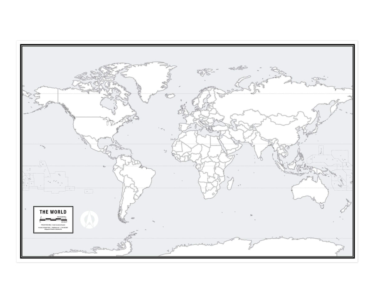 Large Blank World Outline Map Poster, Laminated, 36    X 24    | Great Blank Wall Map For Classroom Or Home Study | Free Dry Era