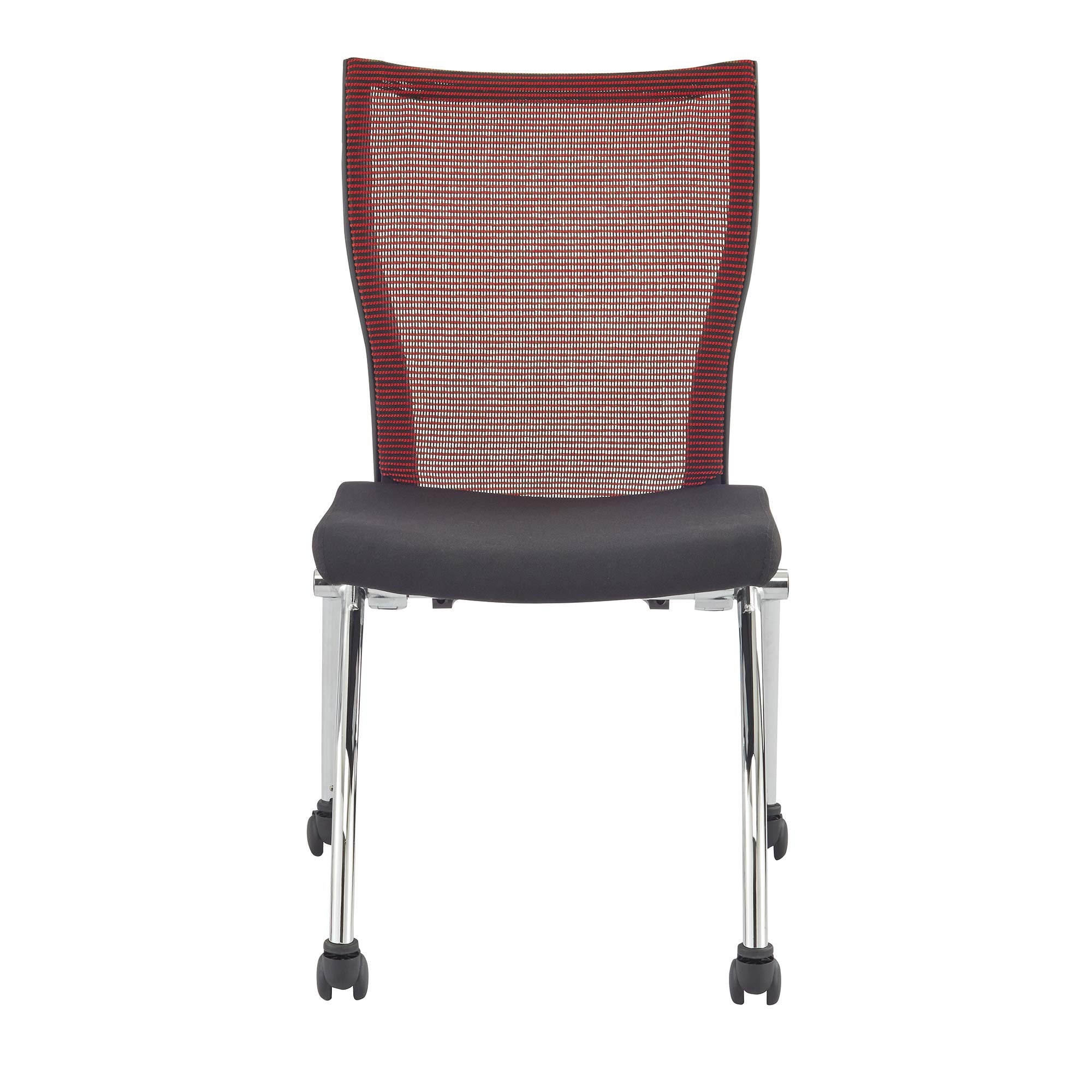 Safco Products Valoré High Back Chair Without Arms Tsh2Br, Red, Reclining Mesh Back, Fabric Seat, Compact Nesting Storage (Qty. 2)