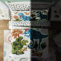 Kaleido Space Kaleidospace Gilrs Boys Full Size Bedding Set, 7 Piece Glow In The Dark Dinosaur Bed In A Bag-1 Comforter,2 Pillow
