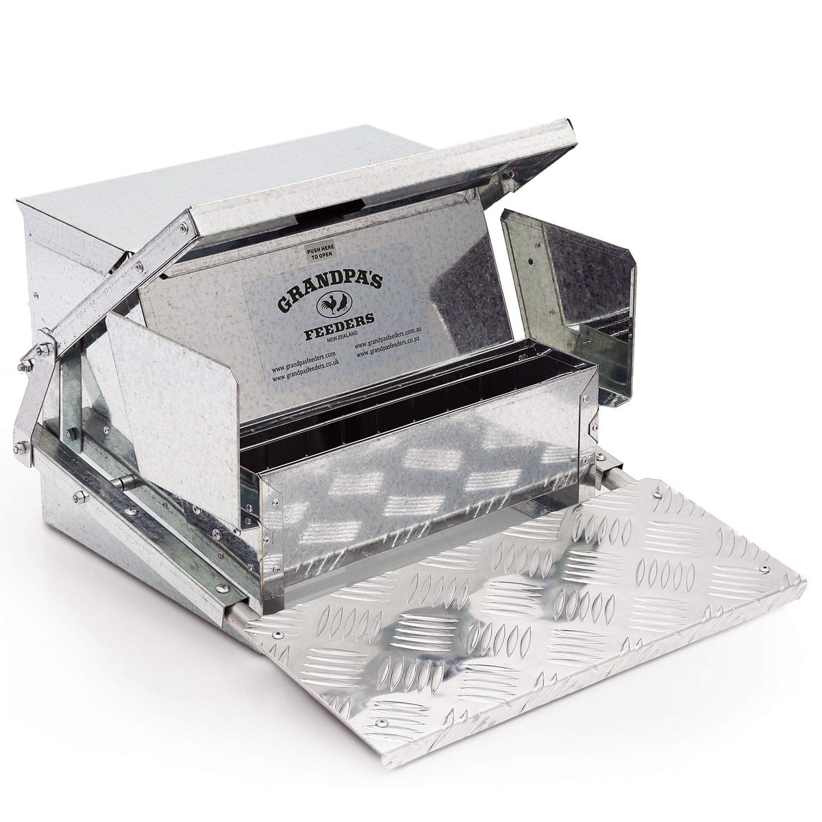 Grandpa'S Feeders Automatic Chicken Feeder - Sturdy Galvanized Steel Poultry Feeders - No Spill With Weatherproof Lid - Standard