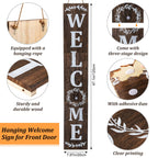 Jetec Welcome Sign For Front Door Interchangeable Wooden Welcome Porch Sign Hanging Outdoor Decoration Replaceable Wood Welcome