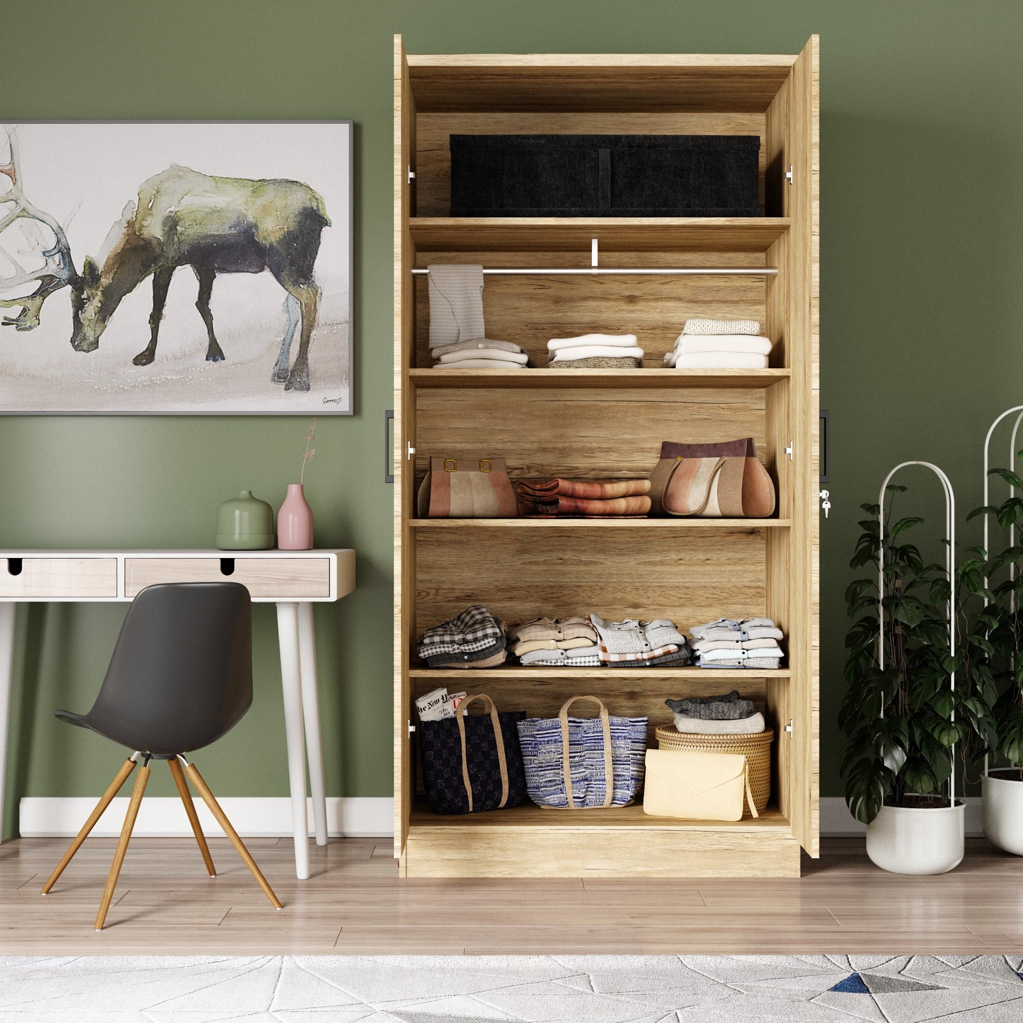 Woodpeckers Furniture And Mattress 2 Doors Wardrobe Mirrored Door (Natural Oak)