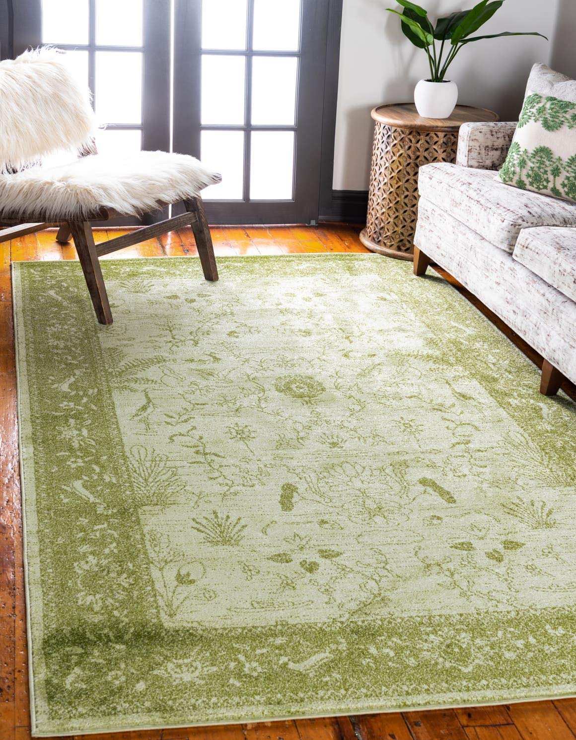 Unique Loom La Jolla Collection Farmhouse, Contemporary, Botanical, Traditional, Vintage Area Rug, 3 ft 3 in x 5 ft 3 in, Light 