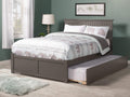 AFI Nantucket Queen Platform Bed with Footboard and Turbo Charger with Twin Extra Long Trundle in Grey