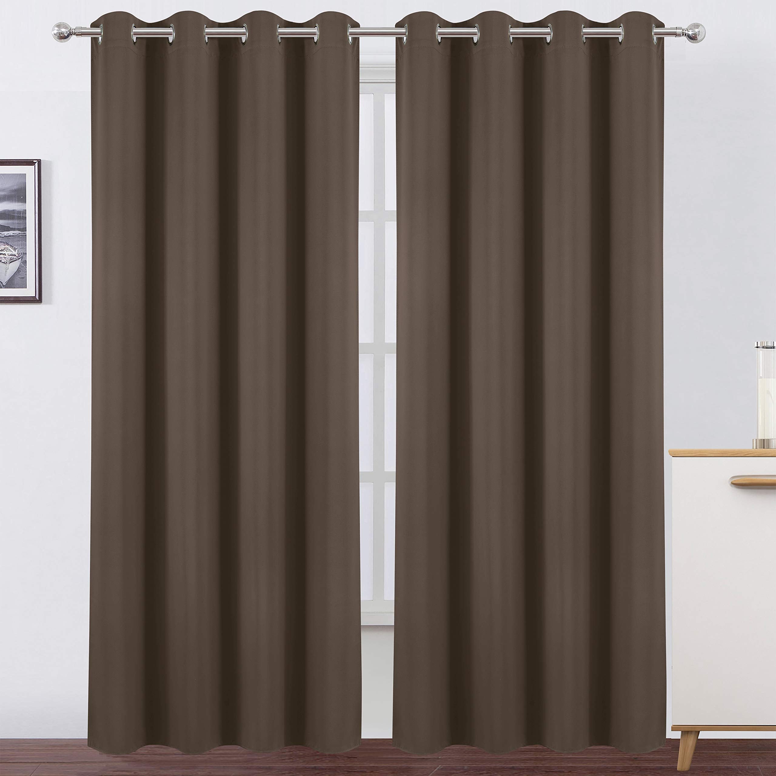 Lemomo Chocolate Brown Thermal Blackout Curtains/52 X 84 Inch/Set Of 2 Panels Room Darkening Curtains For Bedroom