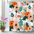 LIVILAN Floral Shower Curtain, Bohemian Flowers Shower Curtain Set, Colorful Red Pink Orange Blossom Poppy Shower Curtain with H