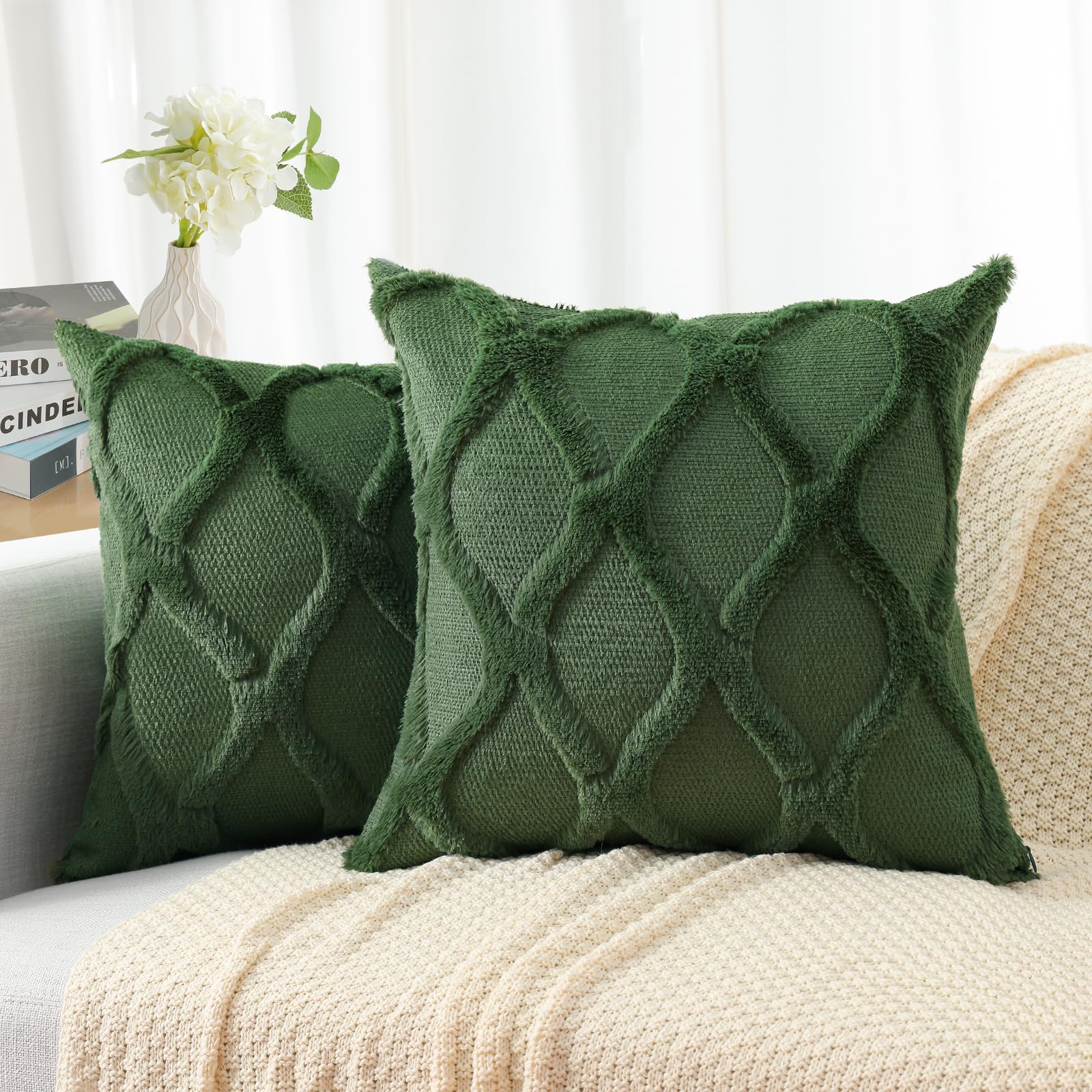 Decoruhome Christmas Decorative Throw Pillow Covers 22X22 Set Of 2, Soft Plush Faux Wool Fur Pillow Covers For Couch Bed Sofa Li