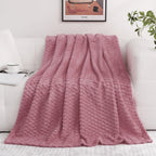 Dusty Pink Throw Blanket 60''  80'' Inches Gifts For Mom Fuzzy 3D Jacquard Decorative Flannel Fleece Super Soft Plush Cozy Blank