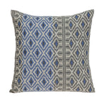 HomeRoots Beige 100% Cotton Gray and Blue Aztec Diamond Throw Pillow