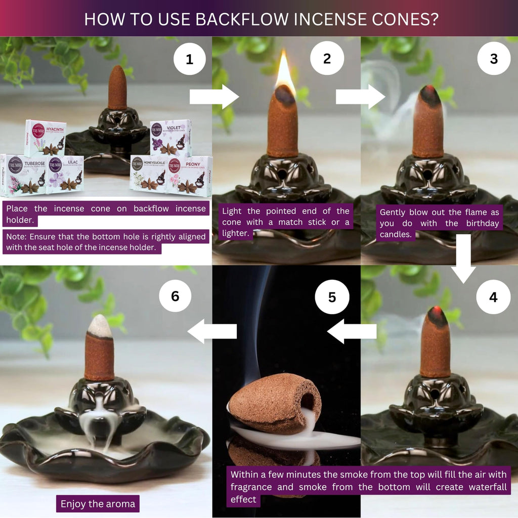 Blossom - Backflow Incense Cones For Waterfall - Scented Inscents-Cones - Peony, Lilac, Hyacinth, Tuberose, Honeysuckle, Violet