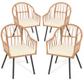 YITAHOME 4 Pieces Rattan Wicker Dinning Chairs, Outdoor Indoor Patio Furniture Set with Cushion and Curved Back All Weather Bist