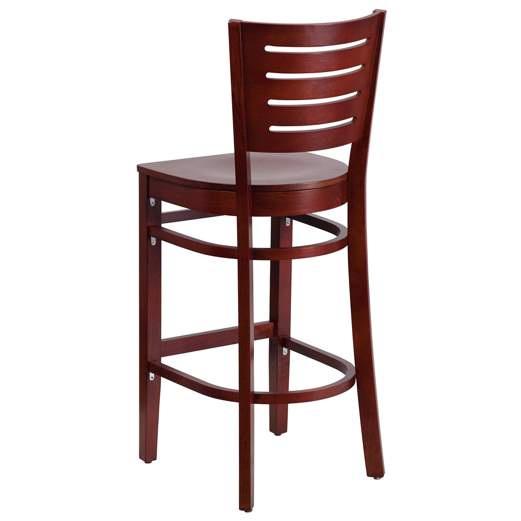 Flash Furniture Darby Series Slat Back Mahogany Wood Restaurant Barstool