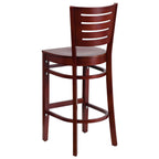 Flash Furniture Darby Series Slat Back Mahogany Wood Restaurant Barstool