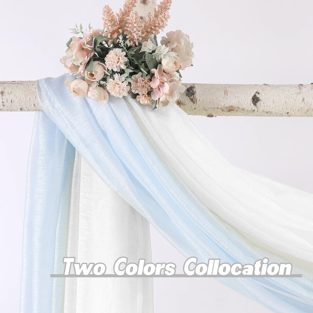 Donren White Sheer Window Scarf Valance - Luxury Soft Semi Sheer Scarf For Window Wedding Arch Sheer Curtains Scarf (1 Panel,52