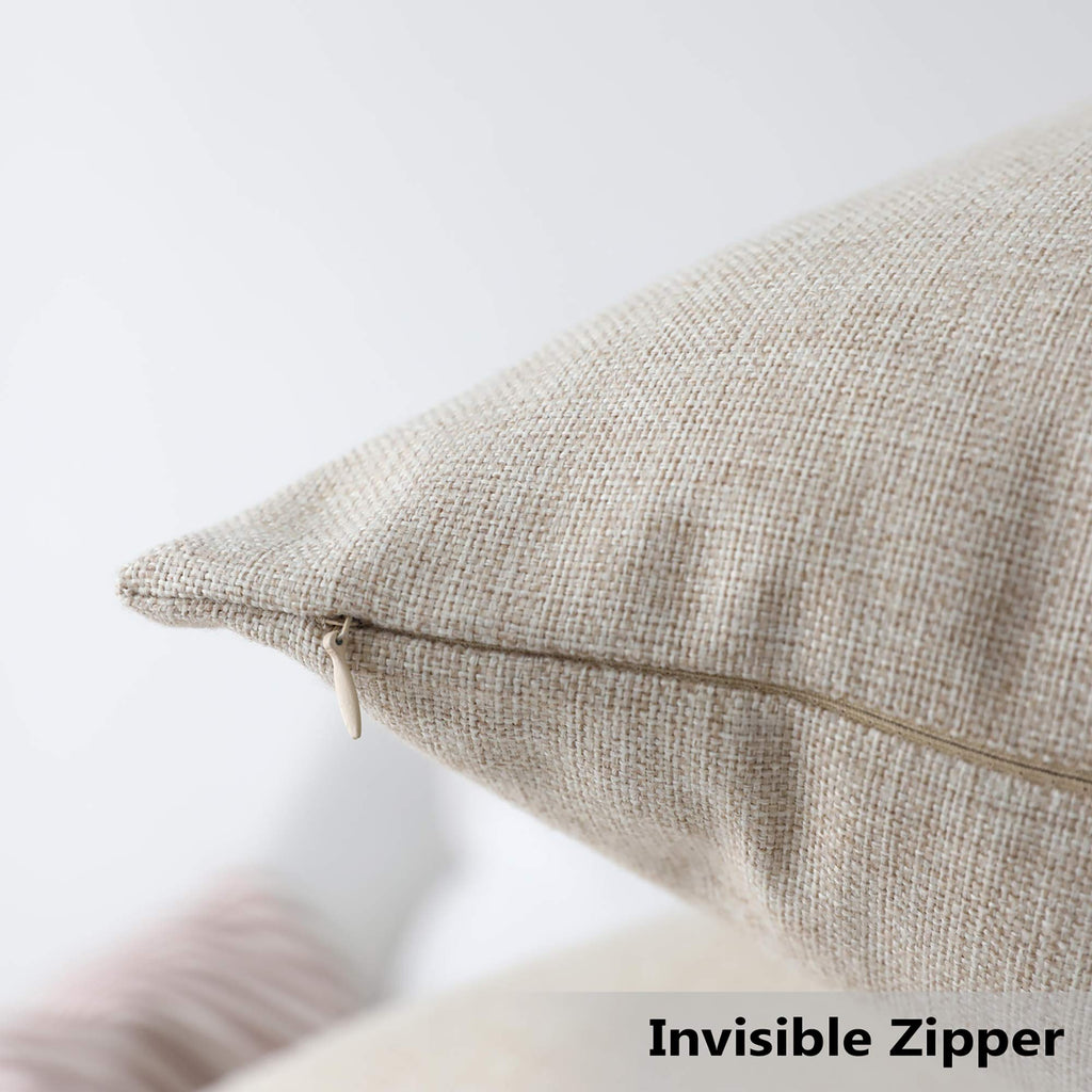 Home Brilliant Burlap Solid Linen European Throw Pillow Sham Cushion Cover For Bench, 20X20(50X50Cm), Light Linen