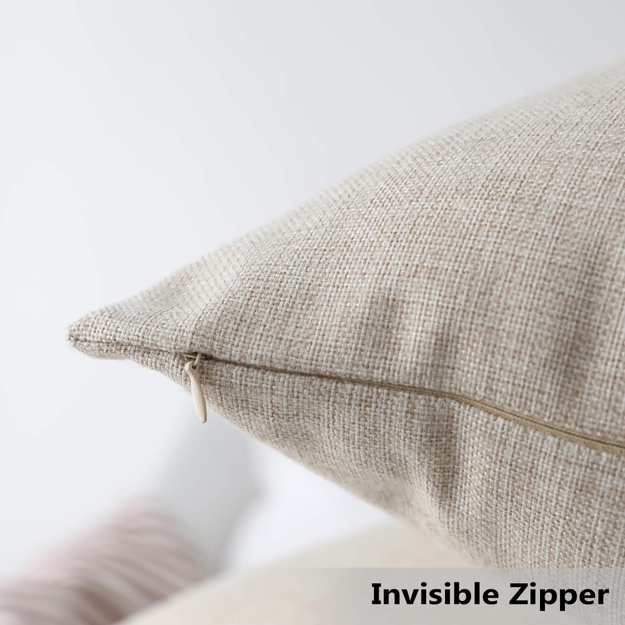 Home Brilliant Burlap Solid Linen European Throw Pillow Sham Cushion Cover For Bench, 20X20(50X50Cm), Light Linen