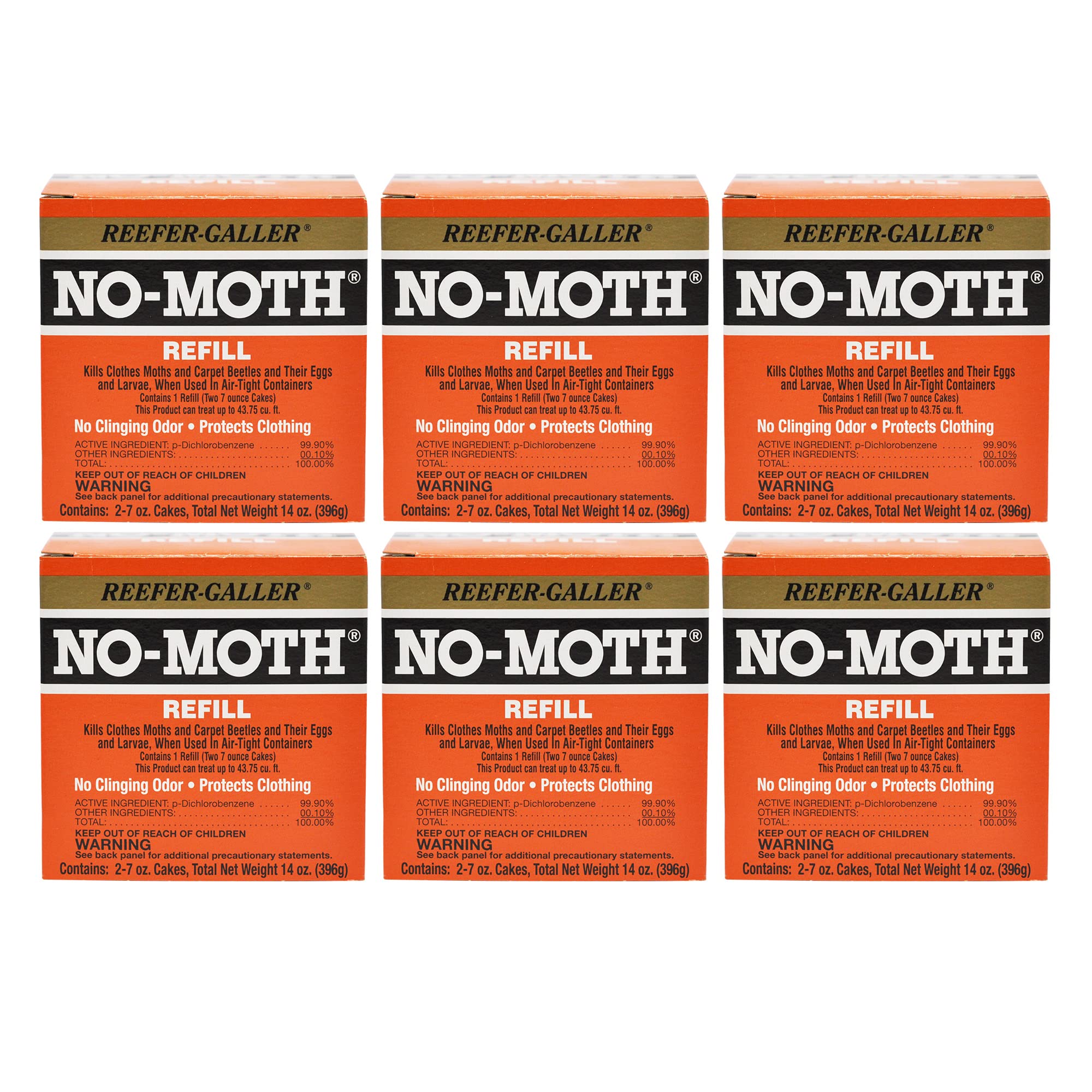 Reefer-Galler NO-Moth Closet Hanger Moth Cake Refills - 6 Pack - Non-Odorous Moth Cakes for Hanger Storage - Kills Clothes Moths