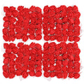 MECCANIXITY Artificial Rose Flower Heads, Red Mini Faux Flowers 0.8 Inch-1 Inch for DIY Craft Wedding and Party Decoration Pack 